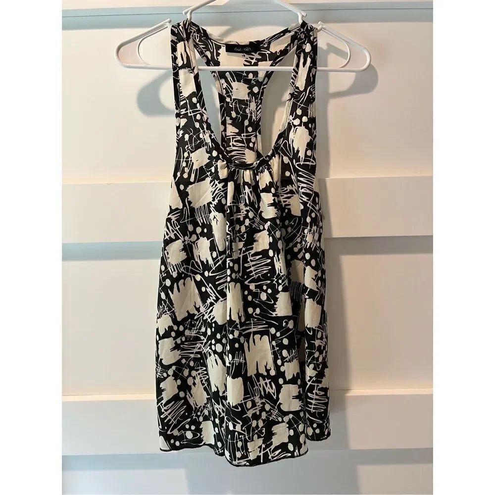 Girl Talk black and white floral blouse tank